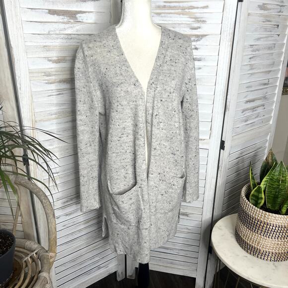 Madewell Women's Donegal Kent Open Cardigan Sweater Flecked Knit Gray Cream S - Picture 4 of 13